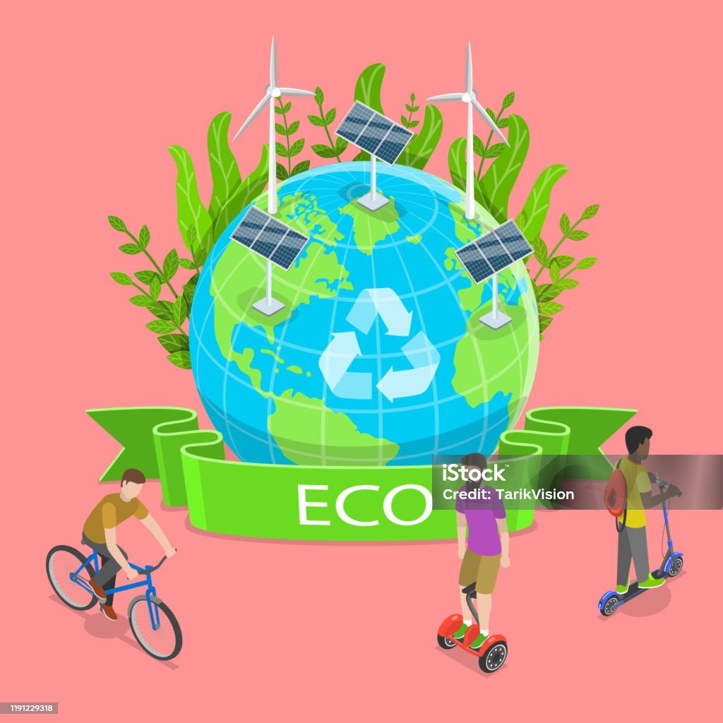 Isometric Flat Vector Illustration Of Sustainability Eco Friendly Stock  Illustration - Download Image Now - iStock