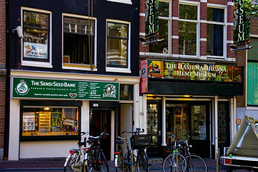 Amsterdam Netherlands 05/24/2009 Famous coffee shops in the downtown district of Amsterdam