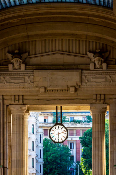 Milan Central Station architectural detail in Milan, Lombardy, Italy