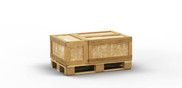 istock Wood pallet with Three wood transport box loaded 1191231701