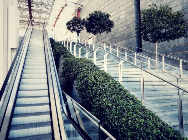 stairs vs escalator concept - modern vs traditional concept