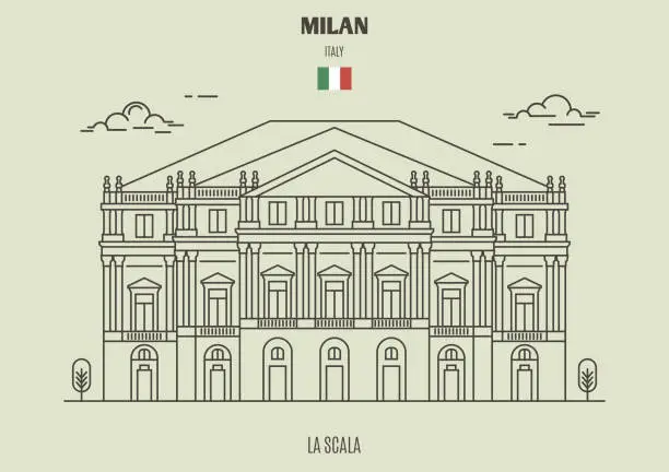 Vector illustration of La Scala in Milan, Italy. Landmark icon