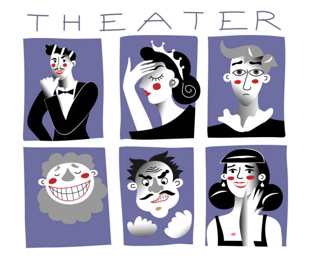 ilustraciones, imágenes clip art, dibujos animados e iconos de stock de personajes de teatro ilustraciones vectoriales planas conjunto - femme fatale