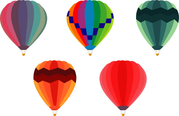 hot air balloons vector illustration of hot air balloons in different colors cappadocia balloon stock illustrations