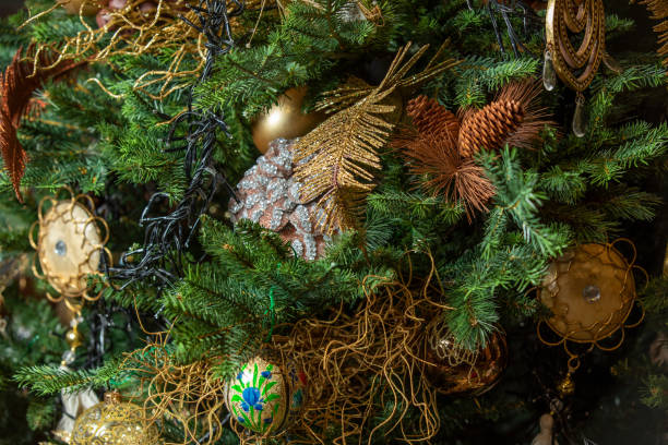 istock Vintage Christmas-tree decorations on a christmas fur-tree 1191238108