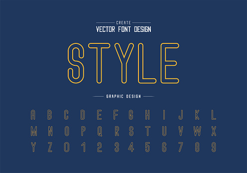 Text Line Styles Line Font And Alphabet Vector Letter Style Typeface And Number Design ...