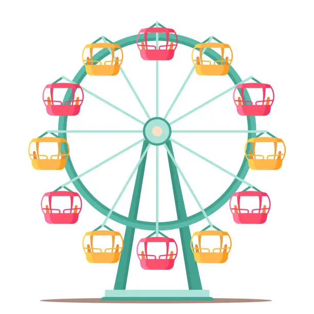 Vector illustration of Ferris wheel spinning flat illustration isolated on white background