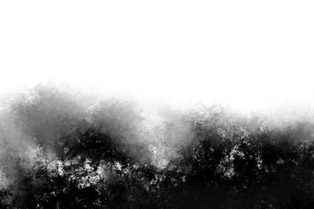 абстрактная современная черно-белая живопись. текстурированный монохромный фон. - smudged стоковые фото и изображения