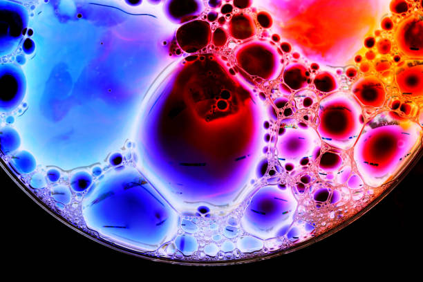 micro bubbles infrared back lit with white light - research chemistry dna formula imagens e fotografias de stock
