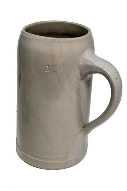Bavarian Beer Mug made of stoneware with handle isolated