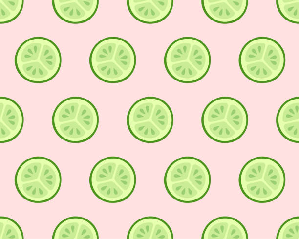 ilustraciones, imágenes clip art, dibujos animados e iconos de stock de patrón de pepino sin costuras - cucumber