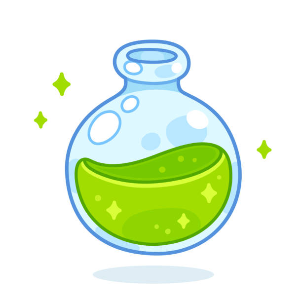мультфильм зеленый зелье бутылку - laboratory glassware laboratory alchemy chemistry stock illustrations
