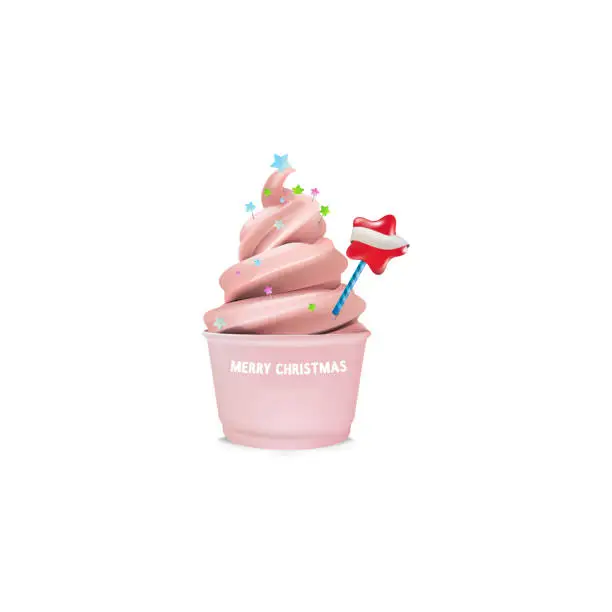 Vector illustration of High detailed vector icecream with lots of decorations like Christmas tree,