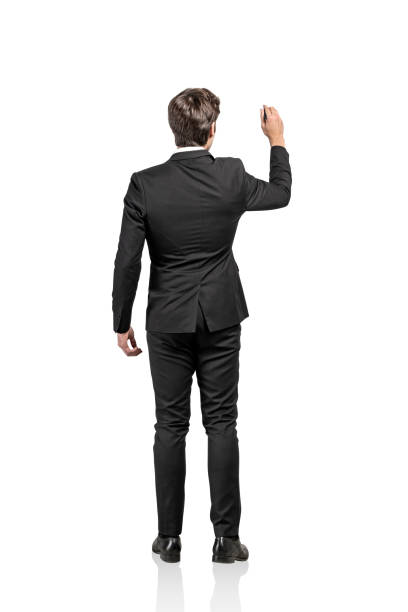 istock Rear view of businessman writing, isolated 1191250192