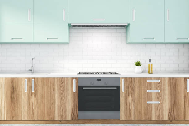 istock White brick kitchen with wooden countertops 1191251815