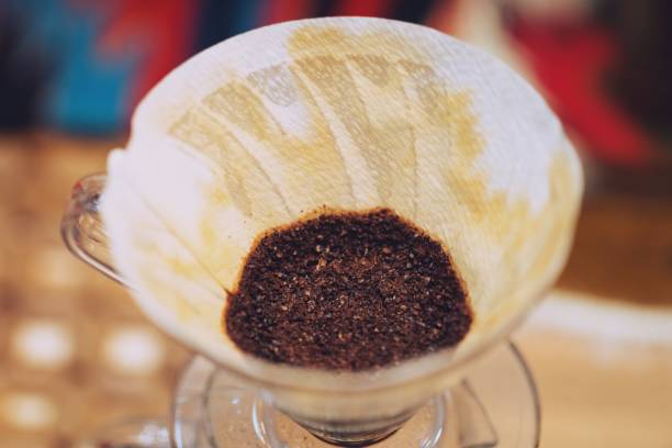 istock Close up of Hand drip coffee, coffee ground with filter 1191253450