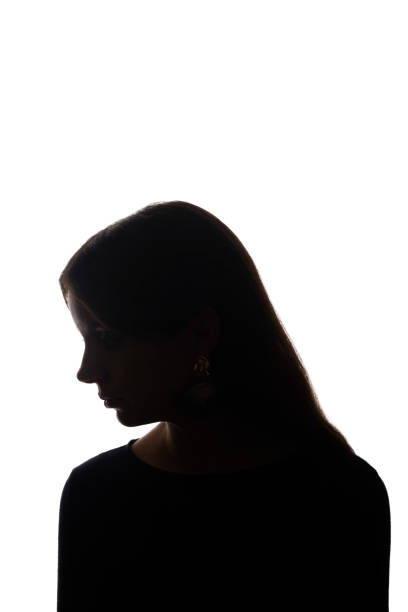 istock Portrait beautiful young girl looking down concept - silhouette, isolate 1191257067