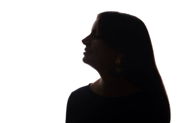 istock Portrait beautiful young girl with closed eyes concept - silhouette, isolate 1191257085