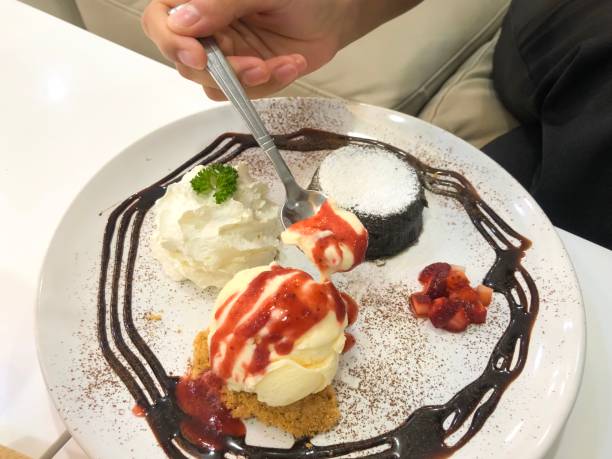 istock Chocolate lava cake with vanilla ice cream 1191257278