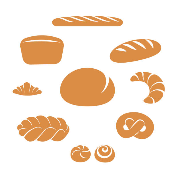 illustrations, cliparts, dessins animés et icônes de ensemble d'articles de boulangerie - pretzel isolated bread white background
