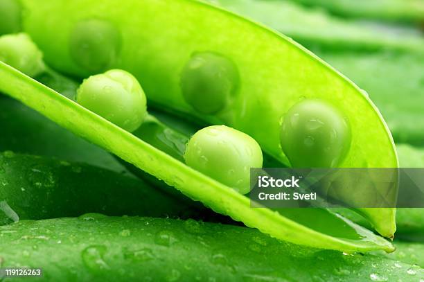 Pea Pods Stock Photo - Download Image Now - Close-up, Color Image, Dew