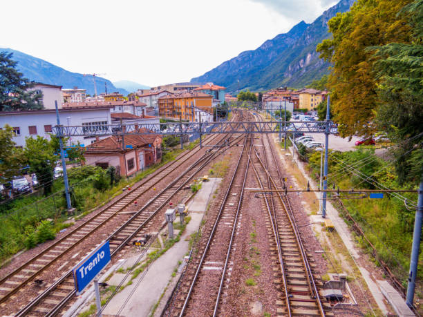 Trento railway station, Italy stock photo
