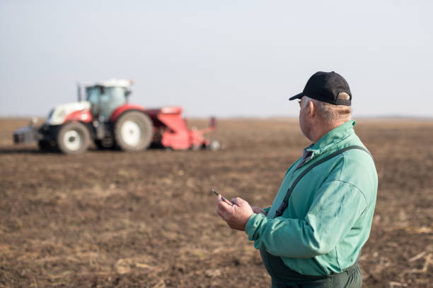 istock Modern senior farmer using tablet on the field 1191270425