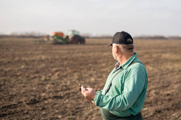 istock Modern senior farmer using tablet on the field 1191270434