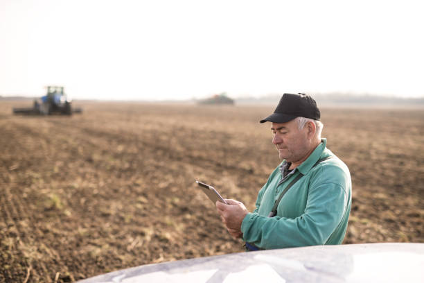 istock Modern senior farmer using tablet on the field 1191270455