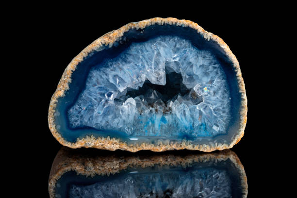 istock Geode with crystals of blue color. Quartz geode with transparent crystals 1191274710