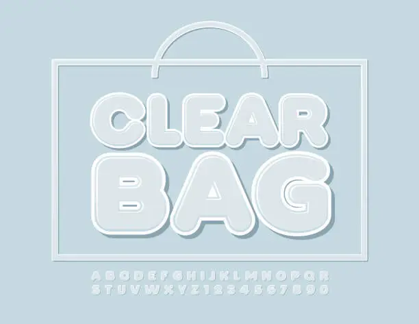 Vector illustration of Vector modern sign Clear Bag with Font. Trendy Uppercase Alphabet
