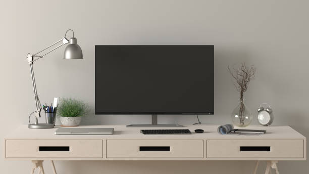 istock Desk with computer monitor. Workplace in the studio or at home 1191275016