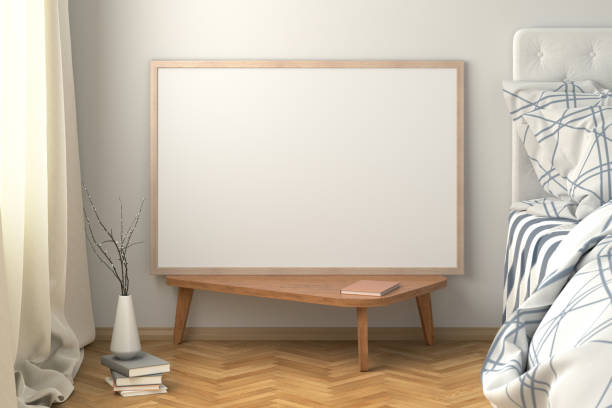 istock Horizontal poster mock up on the night table in bedroom 1191275257
