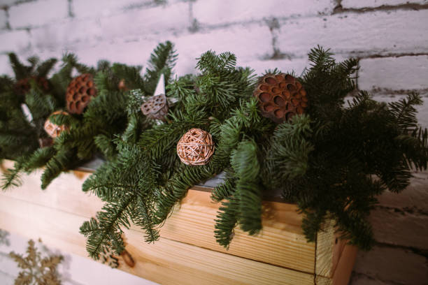 Christmas garland of pine branches.