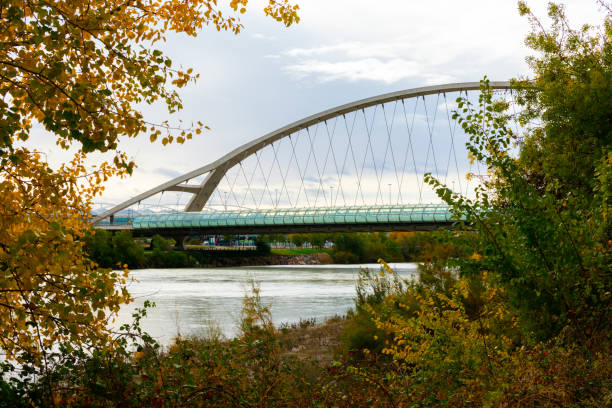 Zaragoza, Spain/Europe; 24/11/2019: Third Millenium Bridge in Zaragoza, Spain