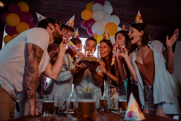 Ready to have some fun Ready to have some fun.Group of friends celebrating and having fun on birthday party. adults only stock pictures, royalty-free photos & images