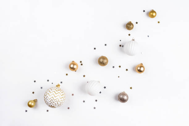 istock Festive white background with Christmas decorations. 1191291105