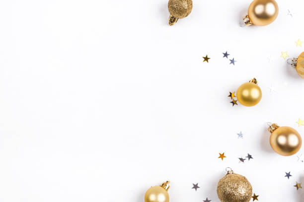 istock Festive white background with Christmas decorations. 1191291108