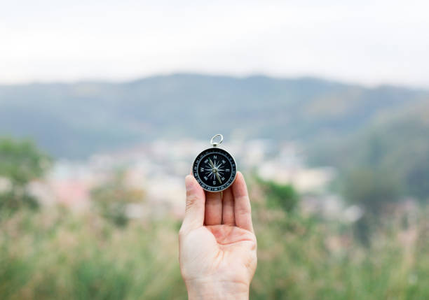 istock holding compass to orientate in a place with 1191293549