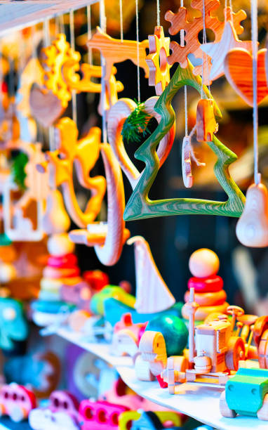 istock Stall with wooden toys and Christmas tree decorations Riga reflex 1191297272