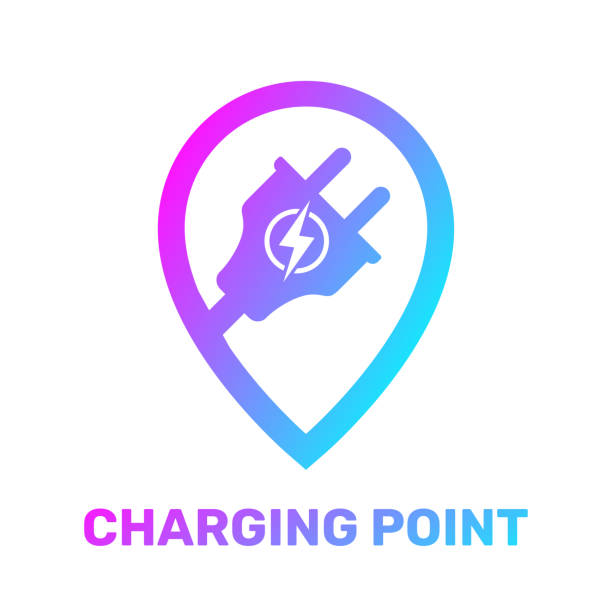 Electric charging point. Map pointer, location of charge station. Electric Pin Icon Logo Design Element. EPS 10. Electric charging point. Map pointer, location of charge station. Electric Pin Icon Logo Design Element. EPS 10. symbol fuel and power generation fossil fuel fuel pump stock illustrations
