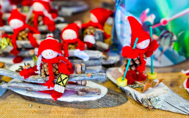 istock Market stall with traditional dwarfs at winter Rovaniemi reflex 1191297404