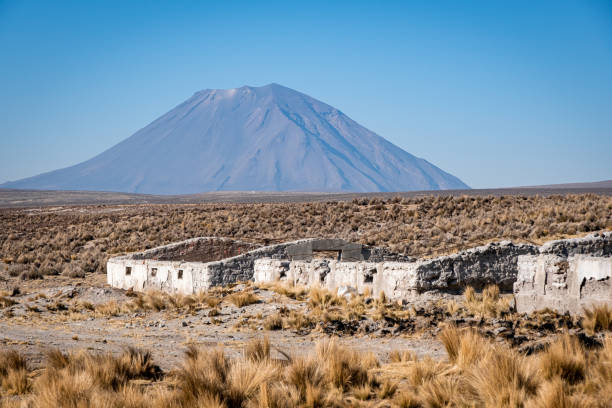 Volcano in the Andes stock photo