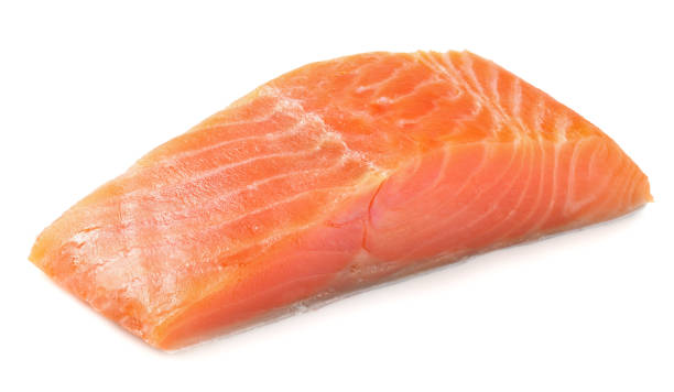 istock Red fish. Raw salmon fillet isolate on white background 1191298130