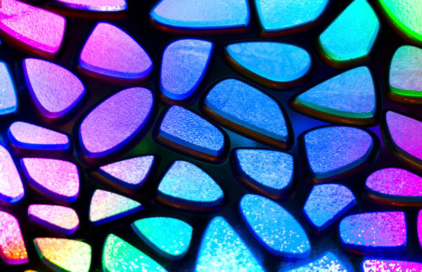 istock Creative pattern of neon colored geometric shapes. Festive background for decoration or projects 1191298687