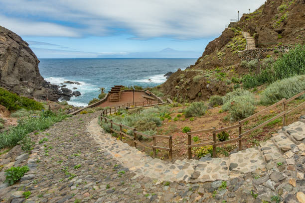 San Marcos Recreation Area. North-eastern part of La Gomera island. Favorite vacation spot of local residents of Agulo as well as tourists. Canary Islands, Spain San Marcos Recreation Area. North-eastern part of La Gomera island. Favorite vacation spot of local residents of Agulo as well as tourists. Canary Islands, Spain. agulo stock pictures, royalty-free photos & images