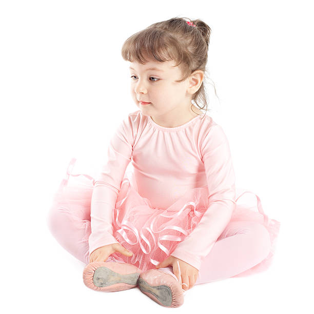 istock Little Ballerina Cross Legged On Floor 119130037