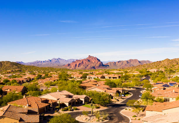 Red Mountain afternoon An aerial view of Red Mountain located in Mesa Arizona. mesa photos stock pictures, royalty-free photos & images