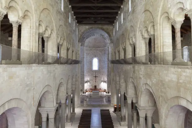 Interior of Trani Cathedral (Cattedrale di San Nicola Pellegrino). Trani, Puglia (Apulia), Italy