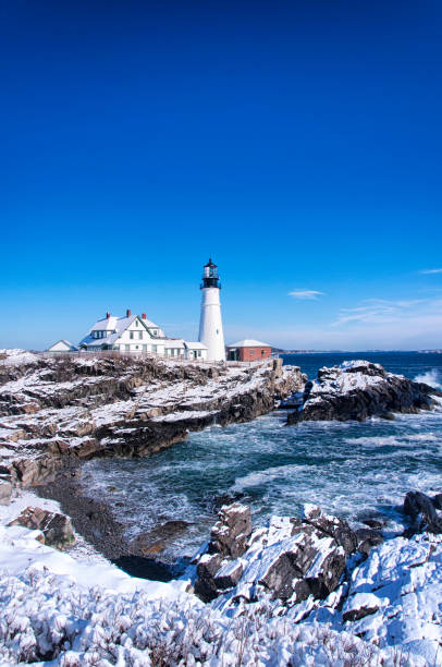 istock Portland headlight winter scene Maine 1191317047